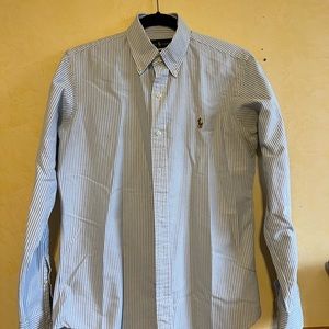 Mens Polo Ralph Lauren Blue Striped Oxford Cloth Button Down